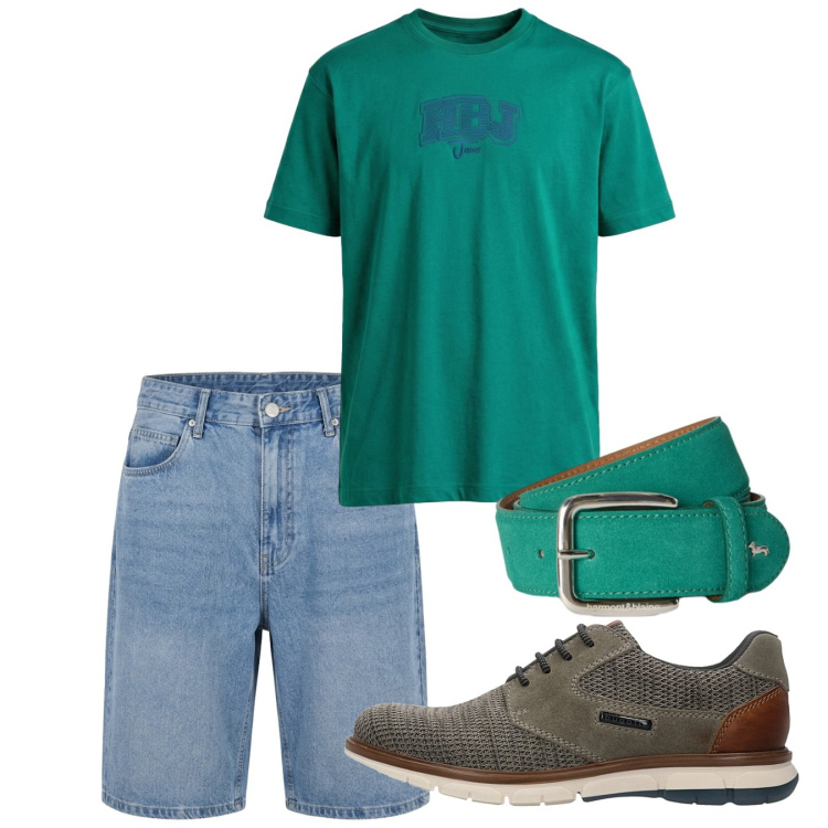 Outfit uomo - Total look #2451546. Stile Casual per Tutti i giorni. Abbinamento con t-shirt, cinture, sneakers, shorts.