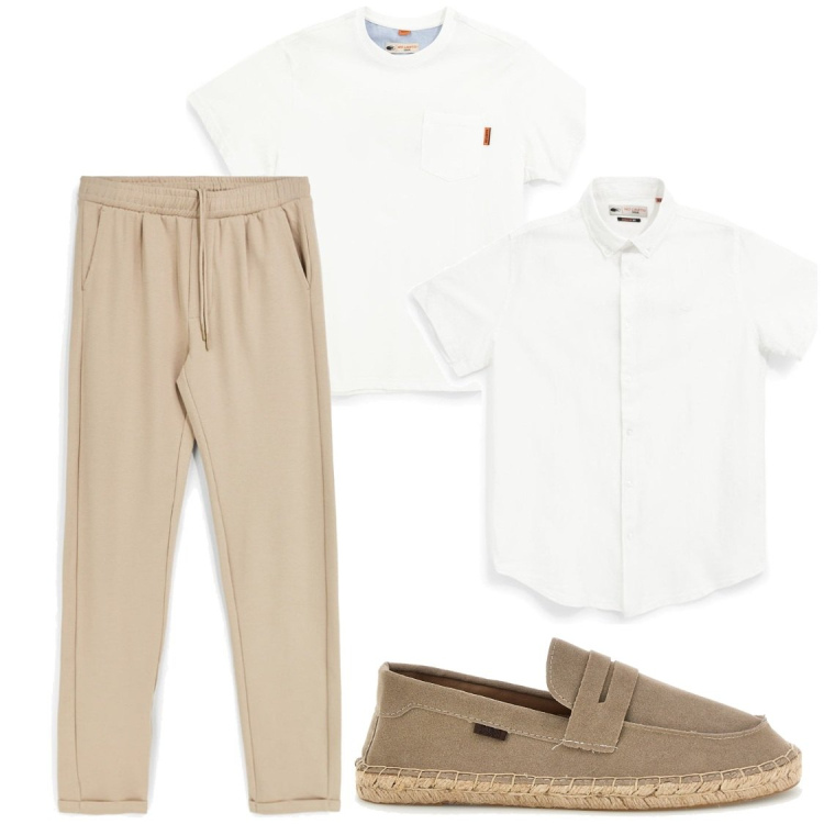 Outfit uomo - T-schirt o camicia?. Stile Casual per Tutti i giorni. Abbinamento con pantaloni, espadrillas, t-shirt, camicie a manica corta.