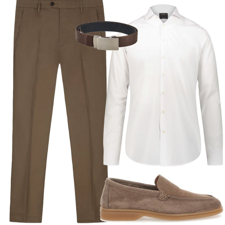 Outfit uomo - Eventi o ufficii. Stile Business/Elegante per Serata speciale. Abbinamento con camicie, pantaloni, scarpe stringate, cinture.