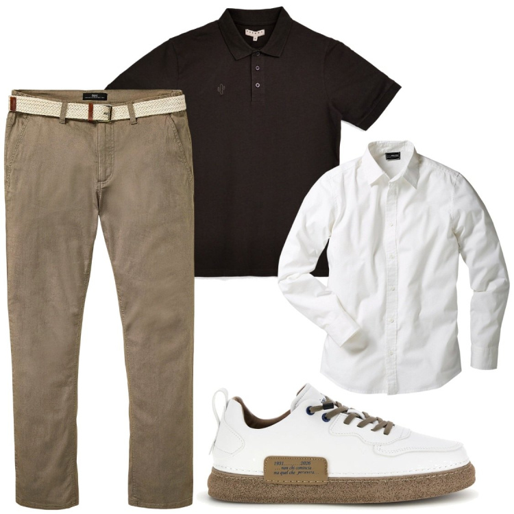 Outfit uomo - Polo o camicia?. Stile Trendy per Serata speciale. Abbinamento con camicie, pantaloni chino, polo, sneakers.