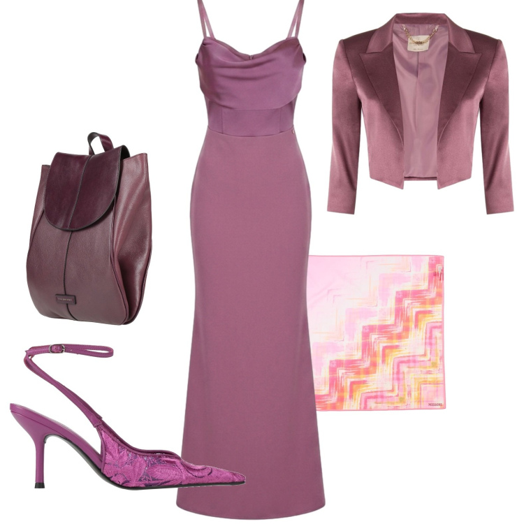 Outfit donna - Chic. Stile Chic per Serata fuori. Abbinamento con décolleté, sciarpe, zaini, bolero, vestiti lunghi.