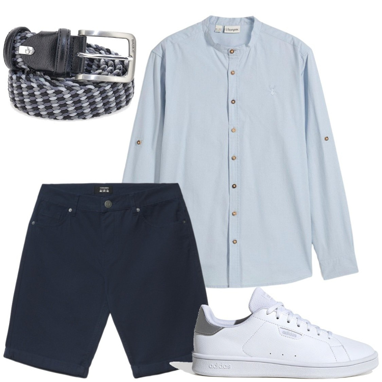 Outfit uomo - Serate estive. Stile Trendy per Serata speciale. Abbinamento con camicie, bermuda, sneakers, cinture.