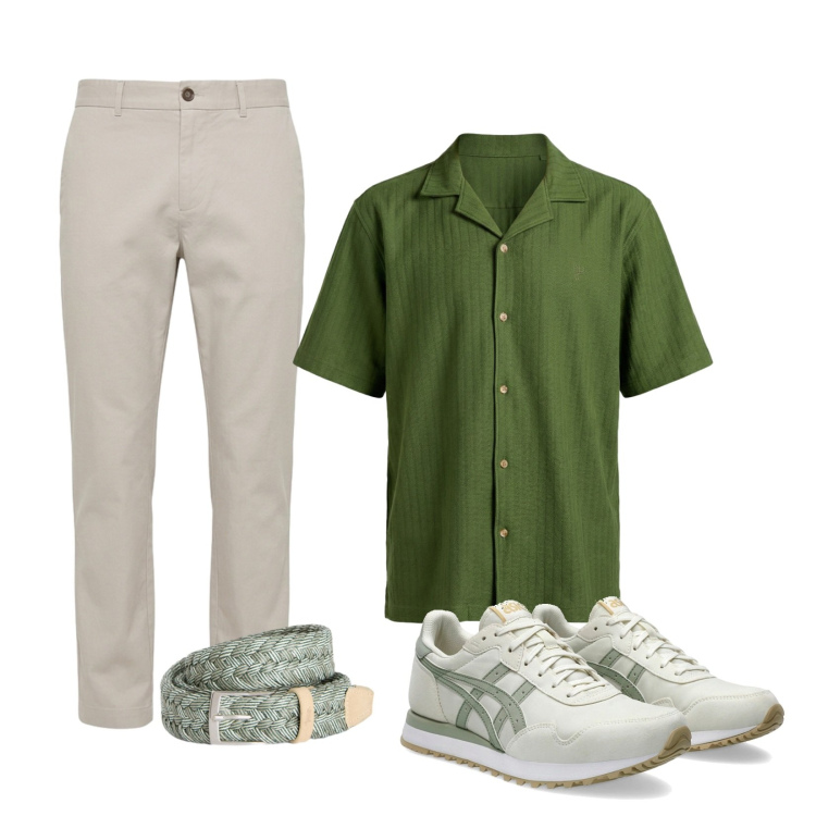 Outfit uomo - Passione estate. Stile Casual per Tutti i giorni. Abbinamento con camicie a manica corta, cinture, pantaloni, sneakers.