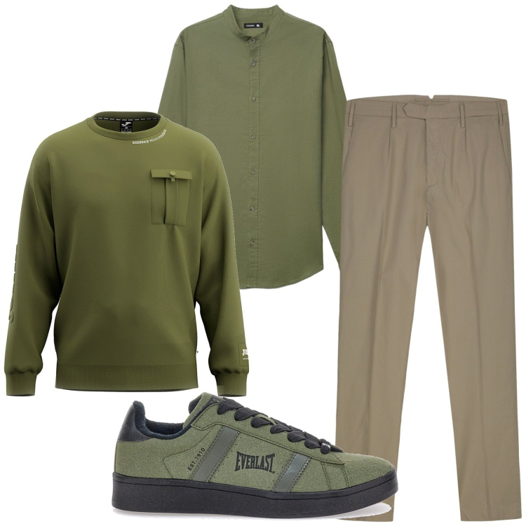 Outfit uomo - Total look #2451587. Stile Casual per Ufficio. Abbinamento con camicie, pantaloni, felpe, sneakers.