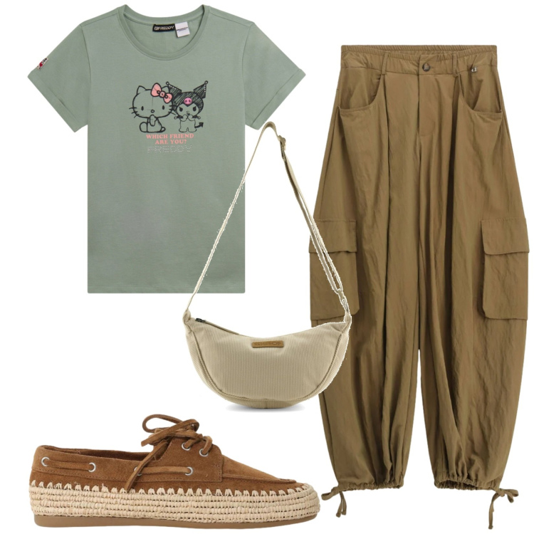 Outfit donna - Total look #2451588. Stile Casual per Tutti i giorni. Abbinamento con pantaloni, sneakers, t-shirt, borse a tracolla.