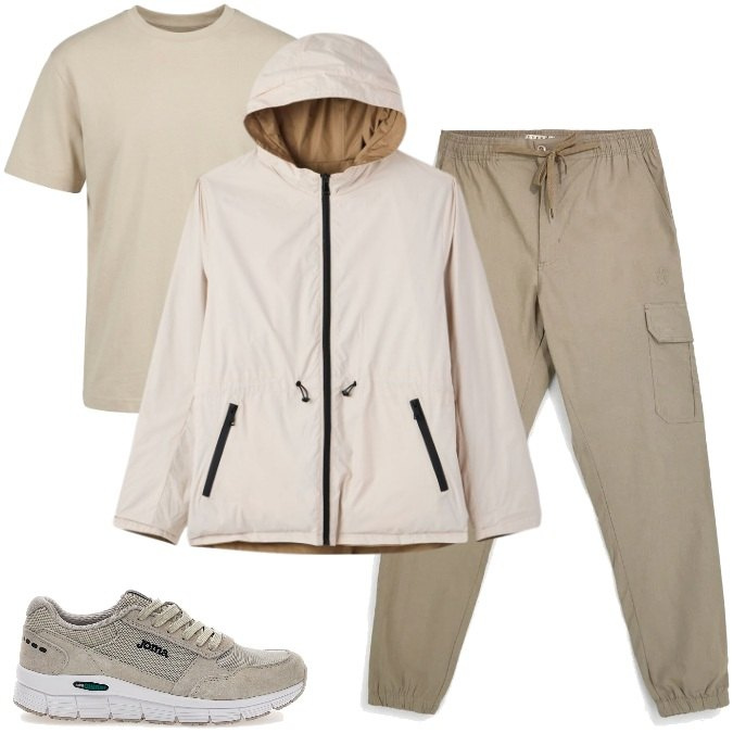 Outfit uomo - all day - gorpcore. Stile Trendy per Tutti i giorni. Abbinamento con t-shirt, giacche, sneakers, pantaloni cargo.