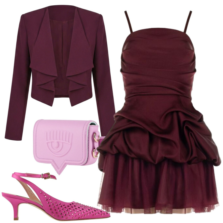 Outfit donna - Chic. Stile Chic per Serata fuori. Abbinamento con décolleté, marsupi, blazer, vestiti corti.