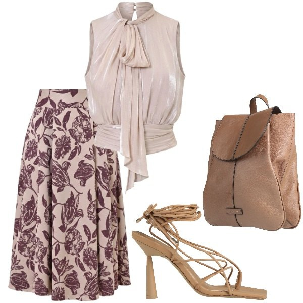 Outfit donna - Compleanno in villa. Stile Casual chic per Serata fuori. Abbinamento con ciabatte, zaini, gonne longuette, top.