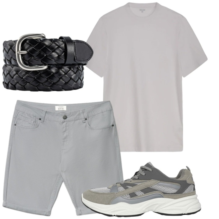 Outfit uomo - Total look #2451714. Stile Casual per Tutti i giorni. Abbinamento con bermuda, sneakers, t-shirt, cinture.