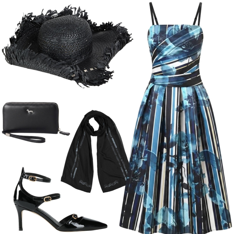 Outfit donna - Total look #2451739. Stile Bon Ton per Cerimonia. Abbinamento con décolleté, sciarpe, cappelli, portafogli, vestiti midi/longuette.
