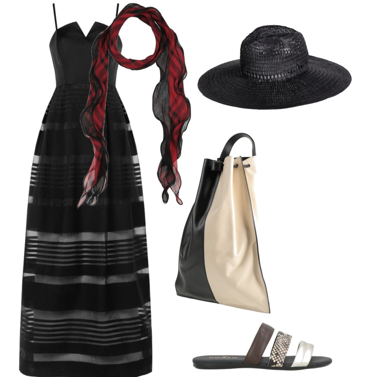 Outfit donna - Ferragosto e le stelle. per Mare. Abbinamento con sandali in pelle, sciarpe, cappelli, zaini, vestiti lunghi.