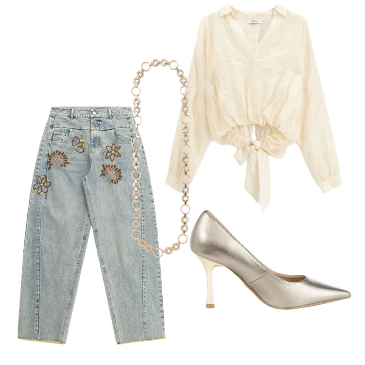 Outfit donna - Total look #2451847. Stile Casual chic per Serata fuori. Abbinamento con jeans, bluse, cinture, décolleté.
