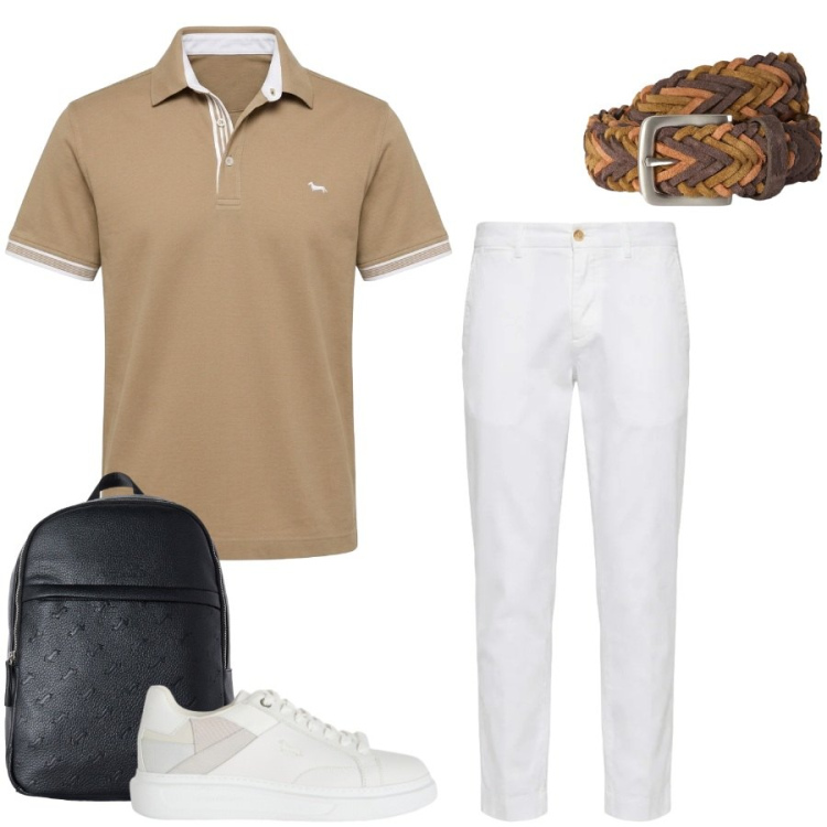 Outfit uomo - Total look #2451849. Stile Casual per Tutti i giorni. Abbinamento con sneakers, pantaloni chino, polo, cinture, borse sportive.