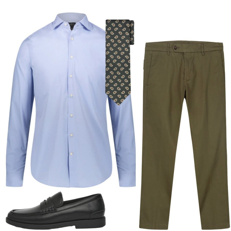 Outfit uomo - Total look #2451851. Stile Trendy per Ufficio. Abbinamento con scarpe stringate, camicie, pantaloni chino, cravatte.
