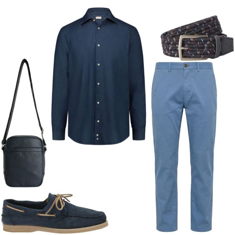 Outfit uomo - Total look #2451859. Stile Casual per Tutti i giorni. Abbinamento con borse sportive, scarpe stringate, pantaloni, cinture, camicie.