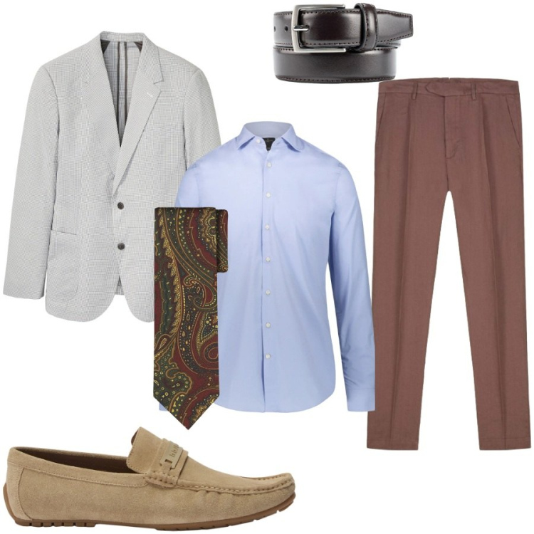 Outfit uomo - Total look #2451865. Stile Casual per Tutti i giorni. Abbinamento con giacche, scarpe stringate, camicie, cinture, cravatte, pantaloni.