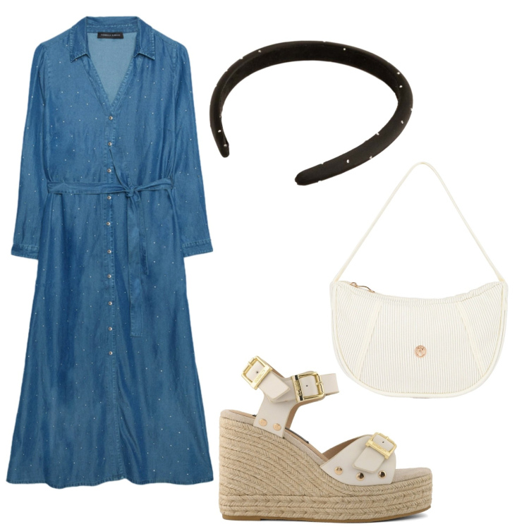 Outfit donna - Total look #2451877. Stile Basic per Ufficio. Abbinamento con borse a mano, vestiti lunghi, cerchietti, zeppe.