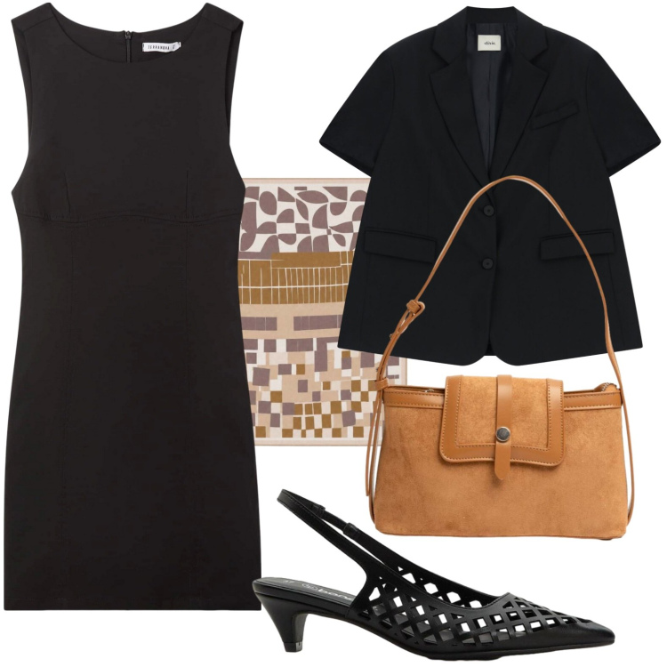 Outfit donna - Work raffinato. Stile Bon Ton per Ufficio. Abbinamento con décolleté, vestiti a tubino, foulard, blazer, borse a tracolla.