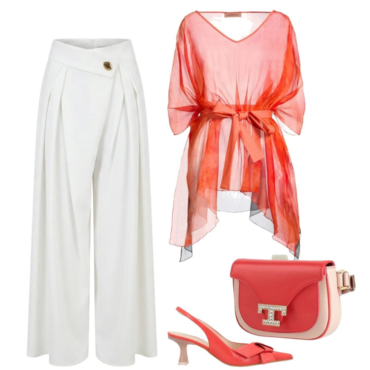 Outfit donna - Total look #2451966. Stile Boho per Serata fuori. Abbinamento con top, marsupi, décolleté, pantaloni a palazzo.