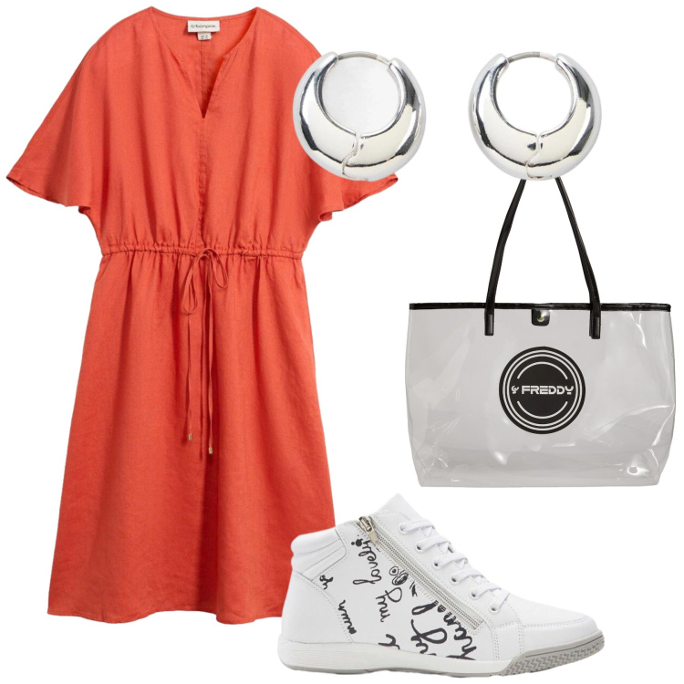 Outfit donna - Total look #2451974. Stile Minimal per Tutti i giorni. Abbinamento con sneakers, vestiti, orecchini, shopping bag.