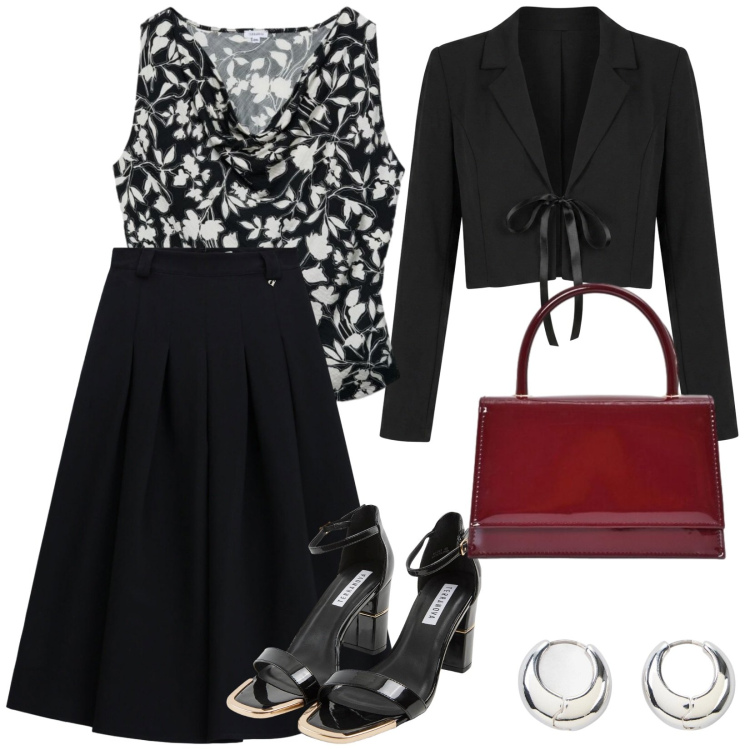 Outfit donna - Dopo le vacanze. per Ufficio. Abbinamento con orecchini, sabot, canottiere, gonne longuette, borse a mano, bolero.