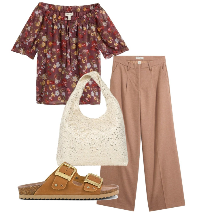 Outfit donna - Tocco country. Stile Bon Ton per Tutti i giorni. Abbinamento con bluse, pantaloni, borse a spalla, sandali.