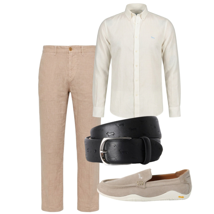 Outfit uomo - Agosto. Stile Casual per Tutti i giorni. Abbinamento con scarpe stringate, pantaloni chino, cinture, camicie.