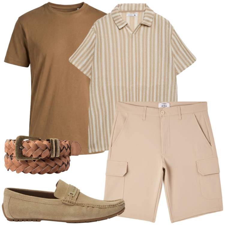 Outfit uomo - Total look #2452058. Stile Urban per Tutti i giorni. Abbinamento con scarpe stringate, t-shirt, shorts, polo, cinture.