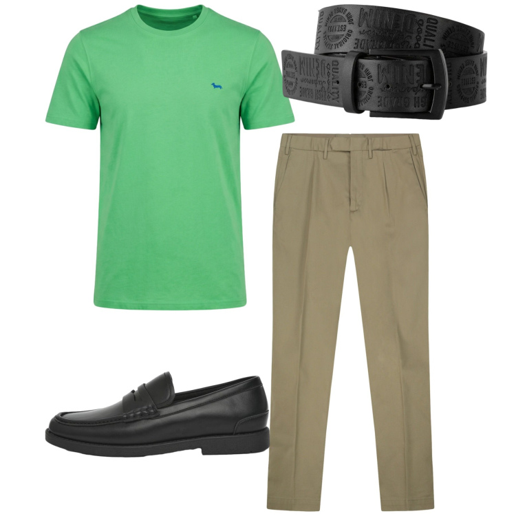 Outfit uomo - Total look #2452083. Stile Casual per Tutti i giorni. Abbinamento con cinture, t-shirt, scarpe stringate, pantaloni.