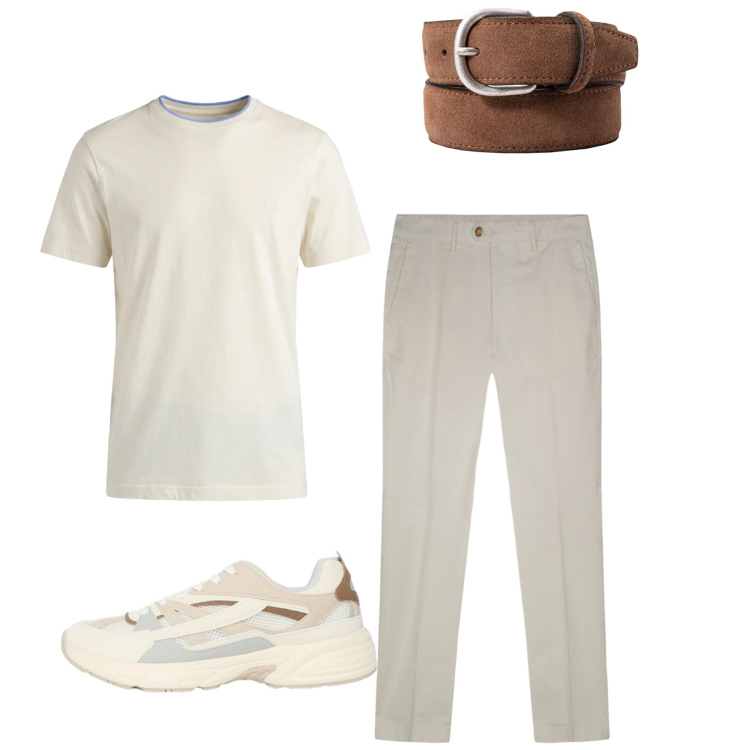 Outfit uomo - Total look #2452087. Stile Casual per Tutti i giorni. Abbinamento con t-shirt, sneakers, cinture, pantaloni.