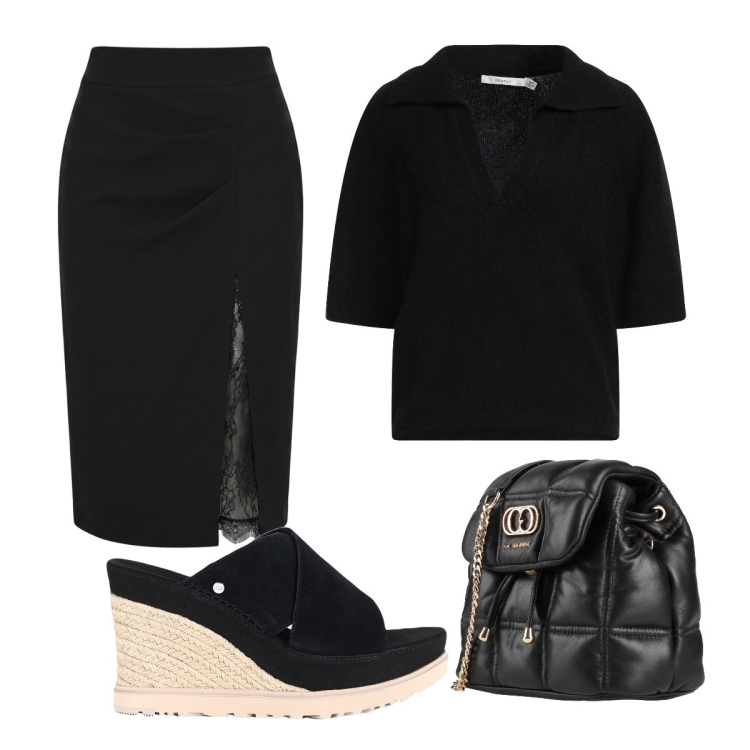 Outfit donna - Gonna super femminile. Stile Minimal per Serata fuori. Abbinamento con valigie, espadrillas, pullovers, gonne longuette.