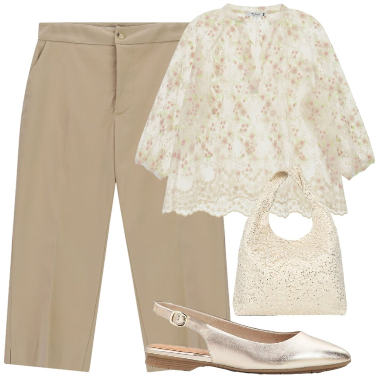 Outfit donna - Total look #2452135. Stile Bon Ton per Ufficio. Abbinamento con ballerine, borse a spalla, bluse, bermuda.