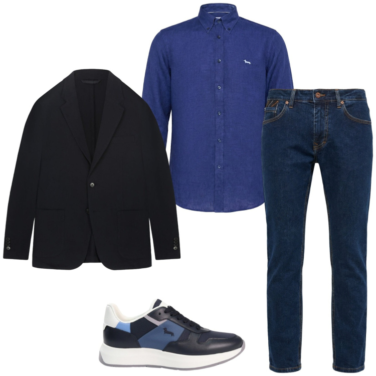 Outfit uomo - Total look #2452164. Stile Trendy per Ufficio. Abbinamento con pantaloni, sneakers, camicie, giacche.