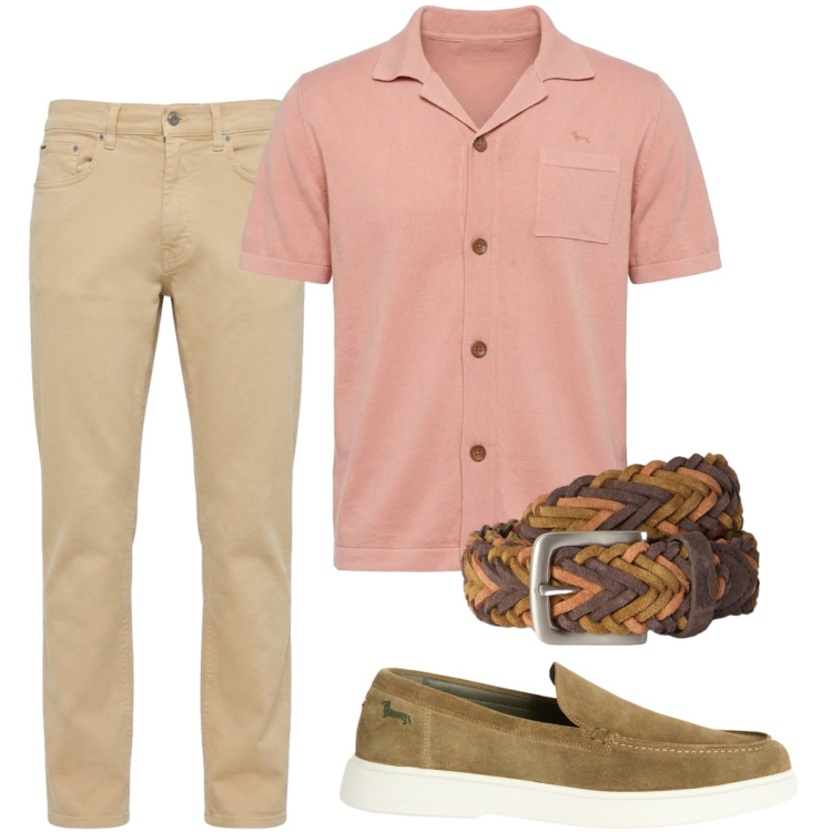 Outfit uomo - Terraneo. Stile Trendy per Tutti i giorni. Abbinamento con scarpe stringate, camicie a manica corta, cinture, pantaloni.