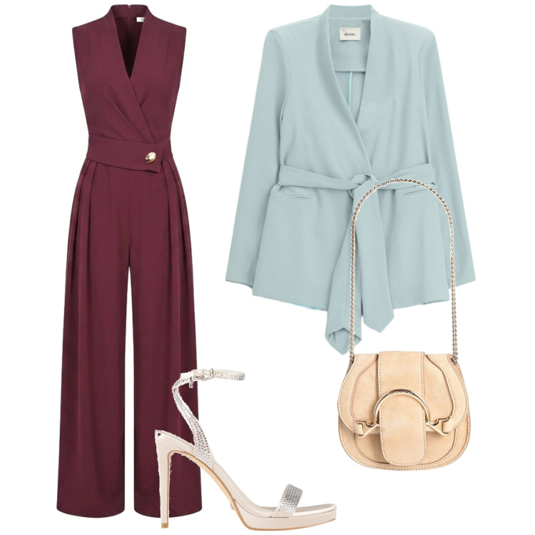 Outfit donna - Total look #2452178. Stile Chic per Cerimonia. Abbinamento con marsupi, sandali col tacco, blazer, tute.