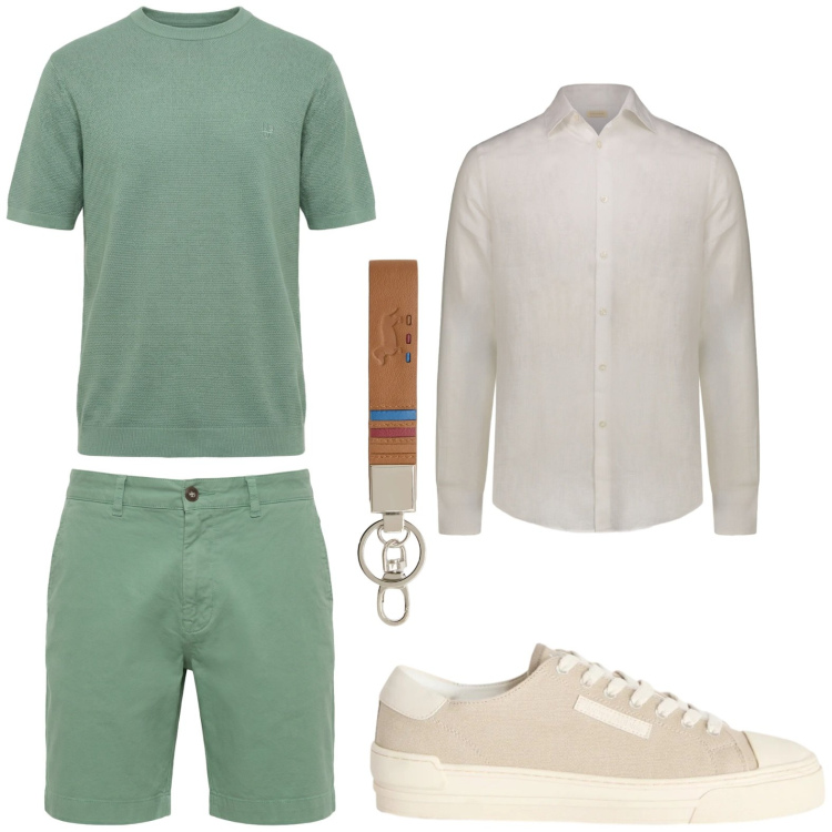 Outfit uomo - T-shirt: il capo dell\'estate. Stile Trendy per Tutti i giorni. Abbinamento con sneakers, t-shirt, bermuda, portachiavi, camicie.