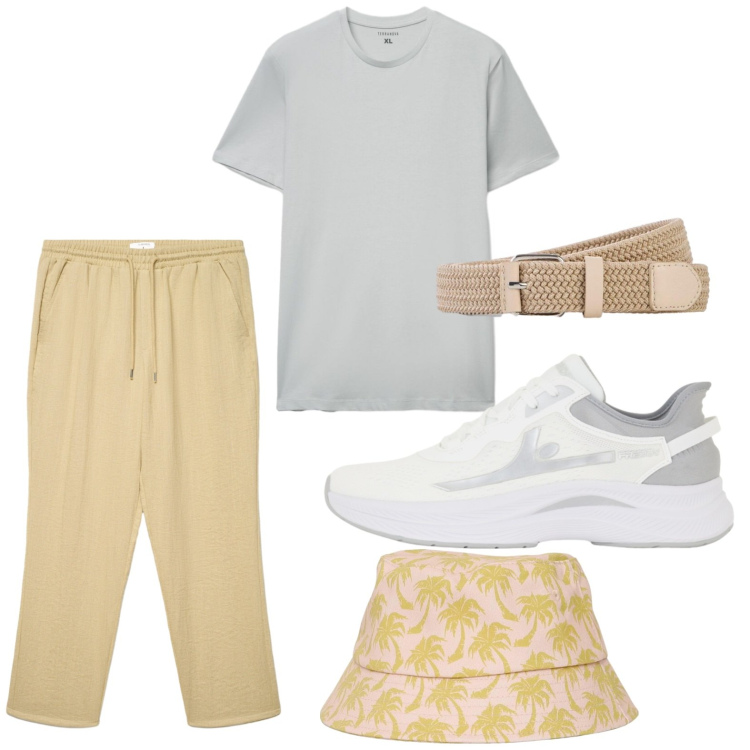 Outfit uomo - T-shirt: il capo dell\'estate. Stile Trendy per Tutti i giorni. Abbinamento con cinture, cappelli con visiera, t-shirt, pantaloni, sneakers.