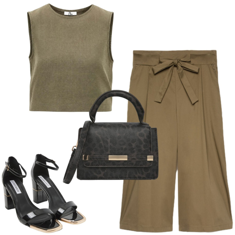 Outfit donna - Total look #2452268. Stile Casual chic per Ufficio. Abbinamento con sabot, borse a tracolla, top, pantaloni.