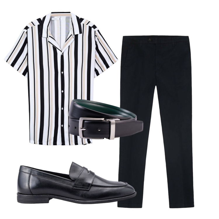 Outfit uomo - Total look #2452330. Stile Trendy per Serata speciale. Abbinamento con camicie a manica corta, cinture, pantaloni, scarpe stringate.