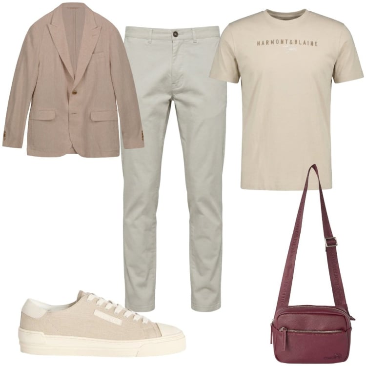 Outfit uomo - Toni della terra : argilla. Stile Casual per Tutti i giorni. Abbinamento con sneakers, pantaloni, t-shirt, borse sportive, giacche.
