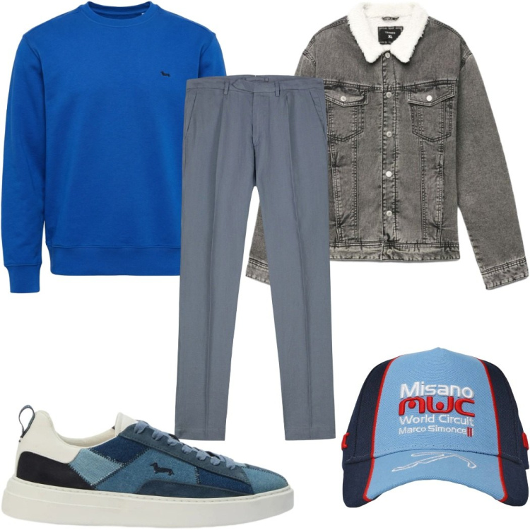 Outfit uomo - Total look #2452437. Stile Casual per Tutti i giorni. Abbinamento con felpe, sneakers, giacche, cappelli, pantaloni.
