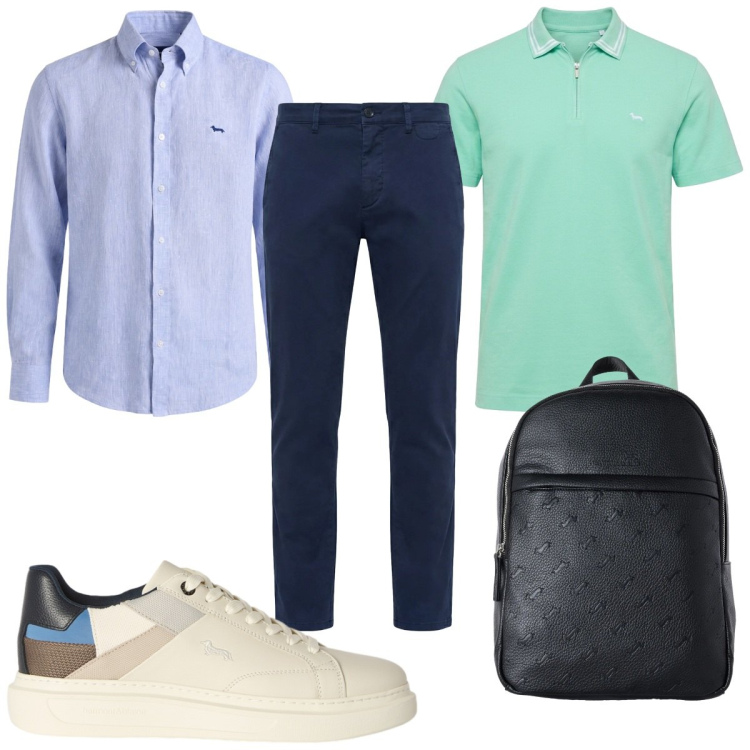 Outfit uomo - Total look #2452481. Stile Casual per Tutti i giorni. Abbinamento con pantaloni chino, polo, sneakers, borse sportive, camicie.