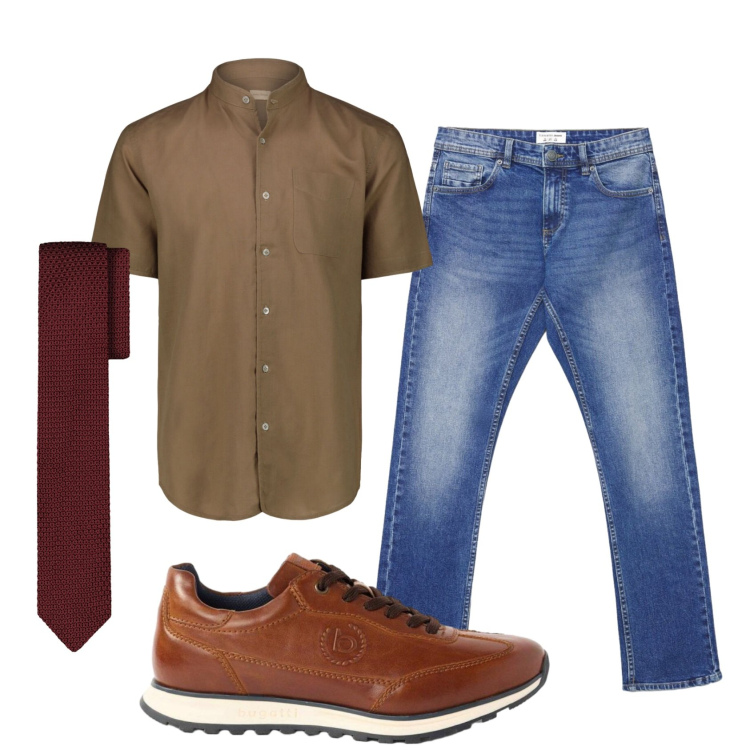 Outfit uomo - Total look #2452484. Stile Casual per Tutti i giorni. Abbinamento con sneakers, jeans, cravatte, camicie a manica corta.