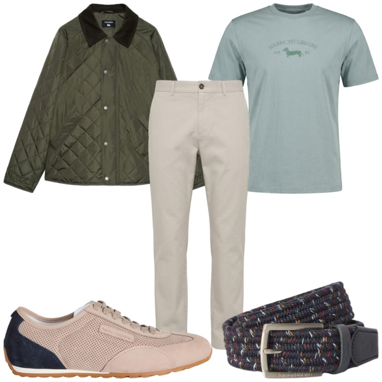 Outfit uomo - Total look #2452485. Stile Casual per Tutti i giorni. Abbinamento con sneakers, t-shirt, pantaloni, cinture, giacche.