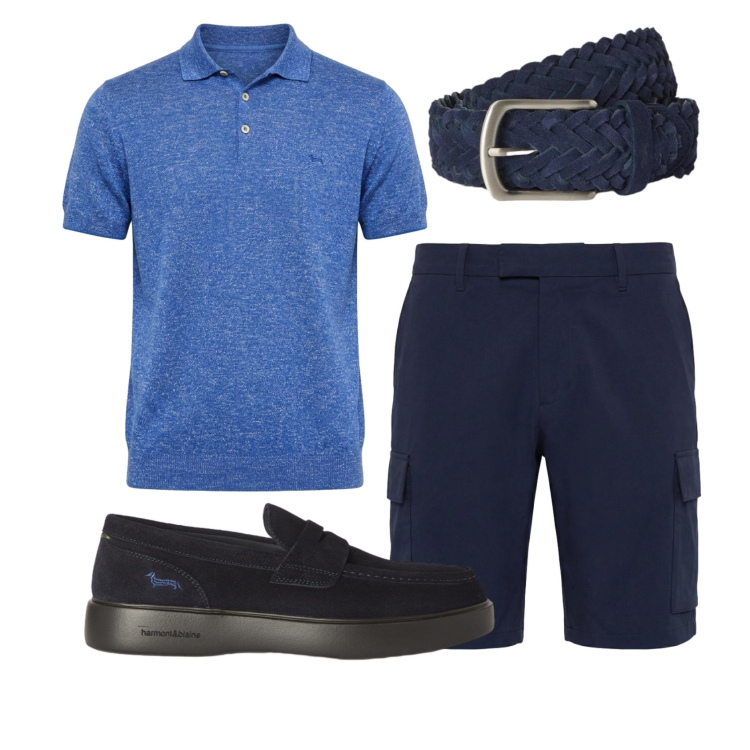 Outfit uomo - Total look #2452505. Stile Casual per Tutti i giorni. Abbinamento con bermuda, polo, scarpe stringate, cinture.