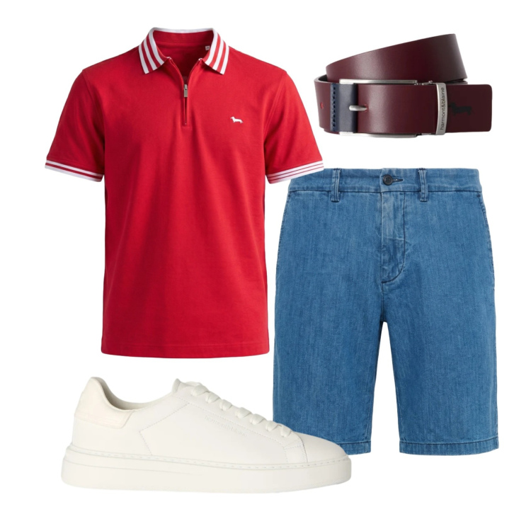 Outfit uomo - Total look #2452507. Stile Casual per Tutti i giorni. Abbinamento con polo, bermuda, cinture, sneakers.