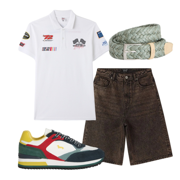 Outfit uomo - Total look #2452509. Stile Casual per Tutti i giorni. Abbinamento con sneakers, cinture, polo, bermuda.