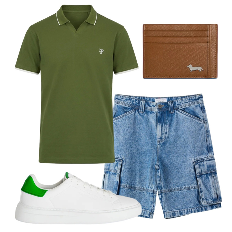 Outfit uomo - Total look #2452511. Stile Casual per Tutti i giorni. Abbinamento con sneakers, polo, portafogli, pantaloni corti.
