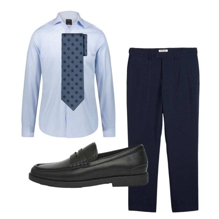Outfit uomo - Total look #2452524. Stile Business/Elegante per Cerimonia. Abbinamento con pantaloni, scarpe stringate, camicie, cravatte.
