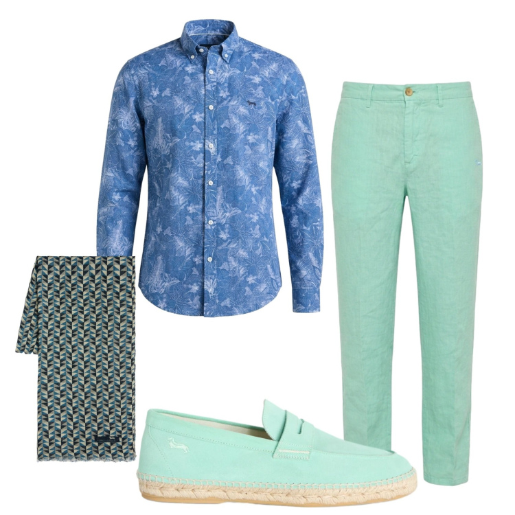 Outfit uomo - Total look #2452532. Stile Business/Elegante per Serata speciale. Abbinamento con sciarpe, espadrillas, camicie, pantaloni chino.